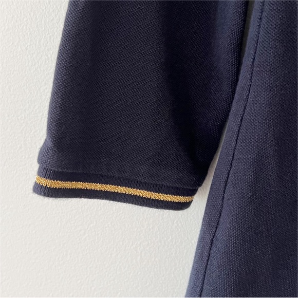 Carolina Herrera Polo Navy Blue Gold Embroidered Crest Cotton T-shirt Wom… - Picture 6 of 15